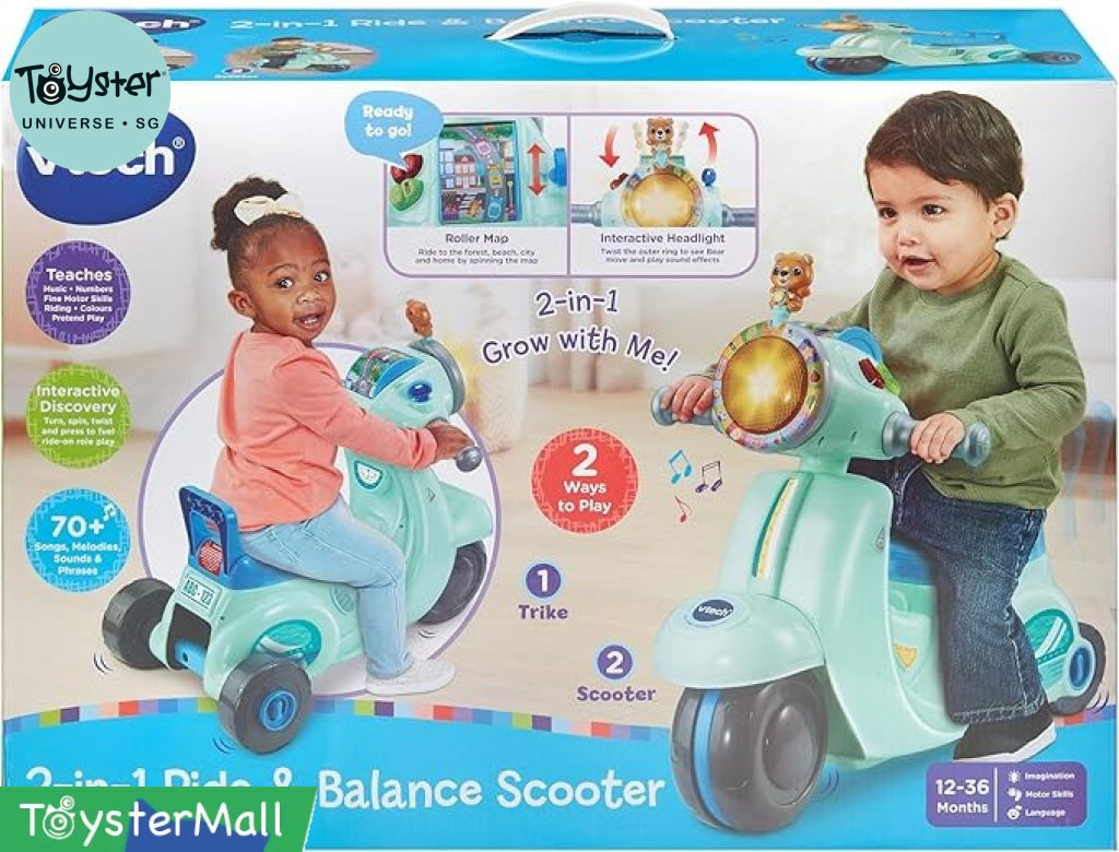 VTech 2 In 1 Ride N Balance Scooter Blue - VTech