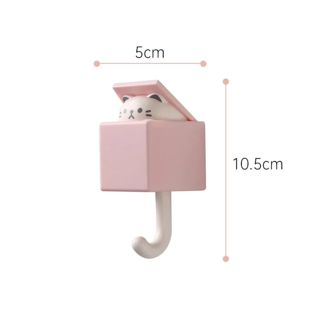 Wall Animal Decorative Hooks Cat Hooks - Pink-Cat / 3PCS