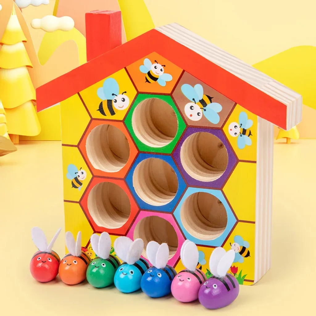 Wooden Bee House Matching Game